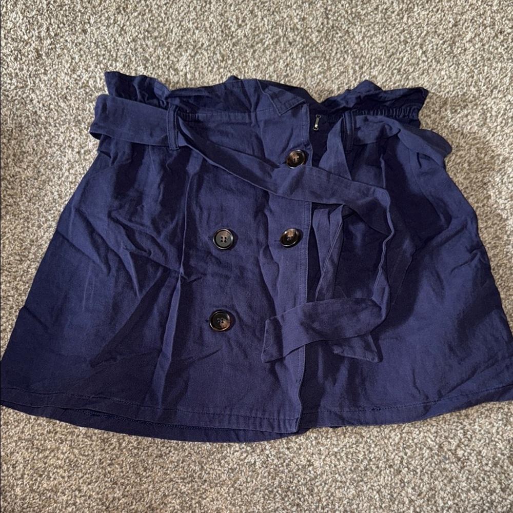 Navy Blue Buttoned Women's Skirt